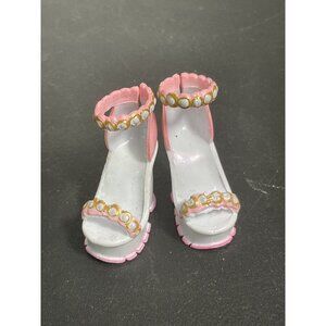 Rainbow Hight Doll High Heel Shoes With Pearl Accents White & Pink #2